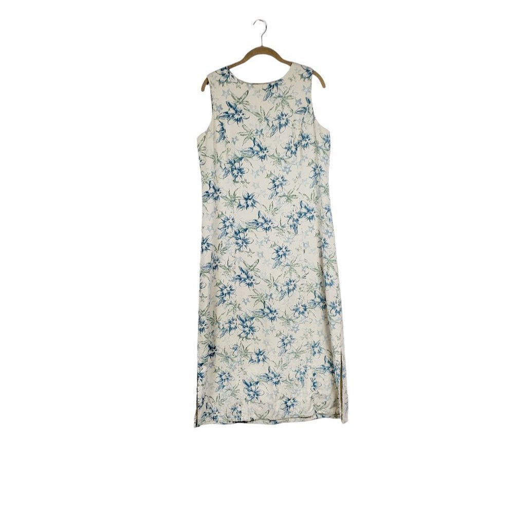 Pendleton Woven Silk Midi Dress Vtg Y2K Khaki Floral Modest Jumper Size M